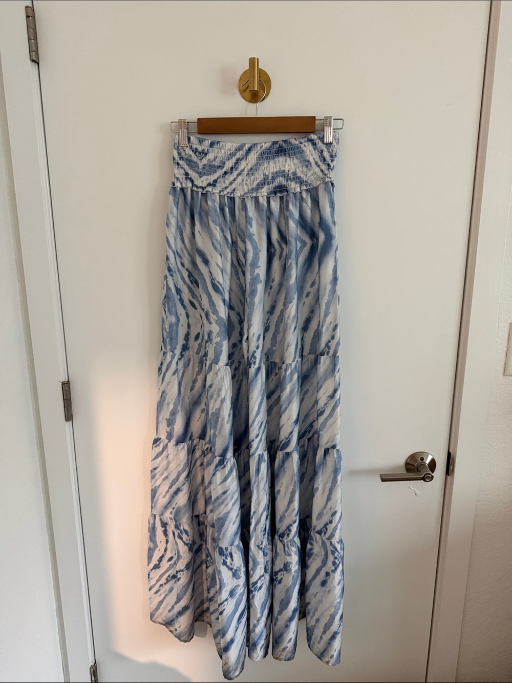 Surf Gypsy Blue and White Tie-Dye Maxi Skirt